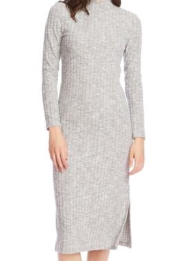 COURT & ROWE Heather Gray Ribbed Midi Dress Size M